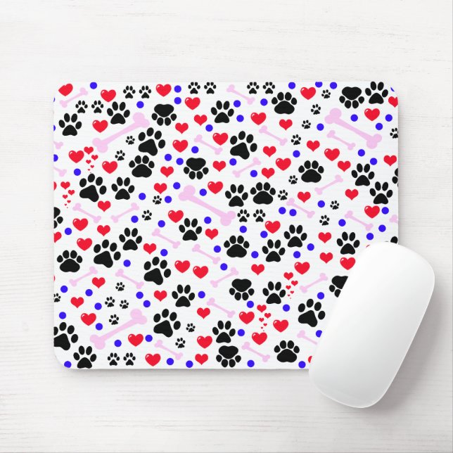 Tapis De Souris Motif De Pâtes, Pâtes De Chien, Pâtes Noires, Coeu (Avec souris)