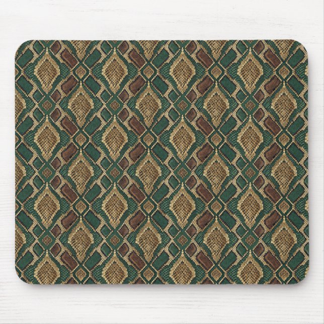 Tapis De Souris Motif de peau de serpent vert et or - Impression a (Devant)
