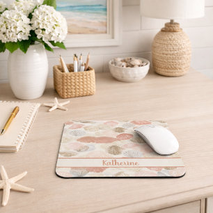 Tapis De Souris Motif de plage aux coquillages côtiers doux