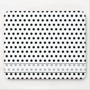 Tapis De Souris Motif de point noir et blanc de polka. Tacheté