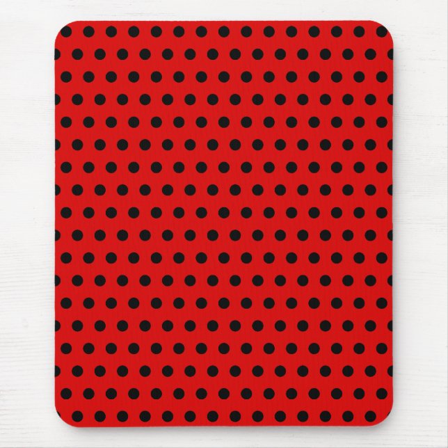 Tapis De Souris Motif de point rouge et noir de polka. Tacheté (Devant)