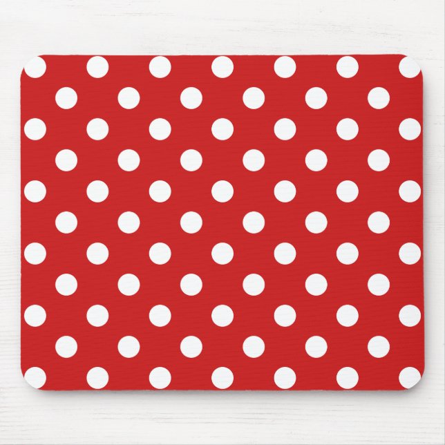Tapis De Souris Motif de points Polka rouge et blanc (Devant)