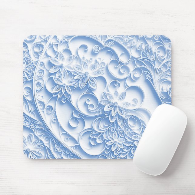 Tapis De Souris Motif de quadrillage Pastel Blue Paper (Avec souris)