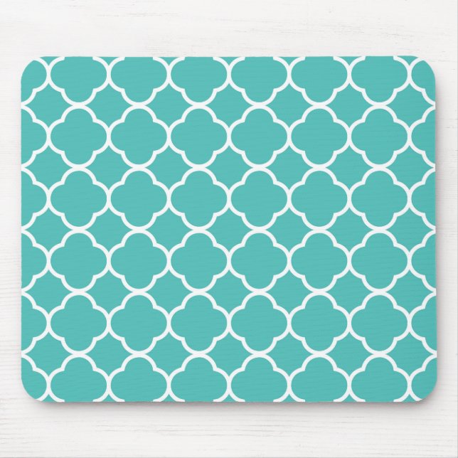 Tapis De Souris Motif de Quatrefoil bleu-vert (Devant)
