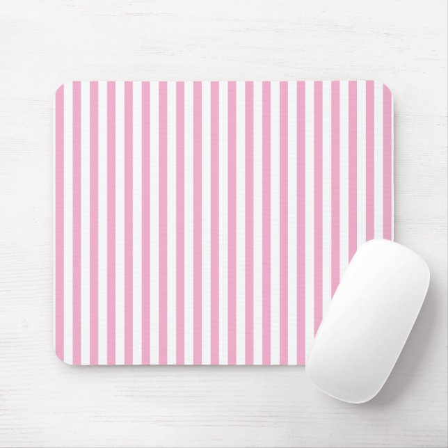 Tapis De Souris Motif de rayure verticale rose et blanc (Avec souris)