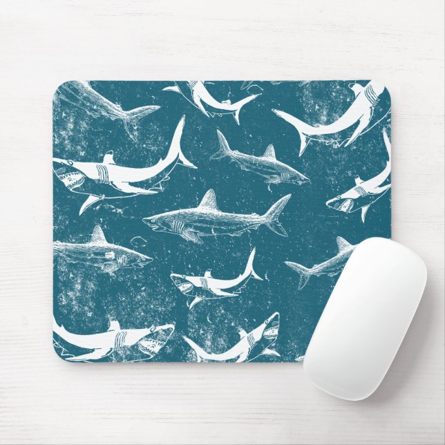 Tapis De Souris Motif de requins bleus en détresse (Avec souris)
