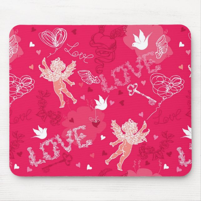 Tapis De Souris Motif de Saint-Valentin avec le cupidon (Devant)