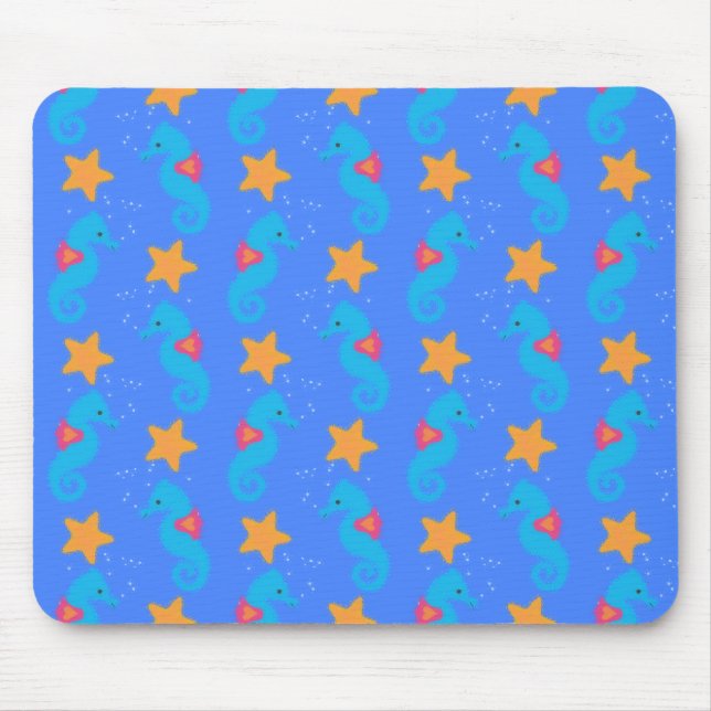 Tapis De Souris Motif De Seahores Bleues Et De Starfish (Devant)