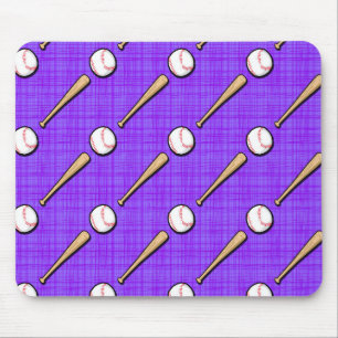 Tapis De Souris Motif de softball violet et blanc