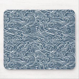 Fabulous Tapis de Souris Vague de l'Ocean Motif Minimaliste Japonais  Moderne Hokusai Simple