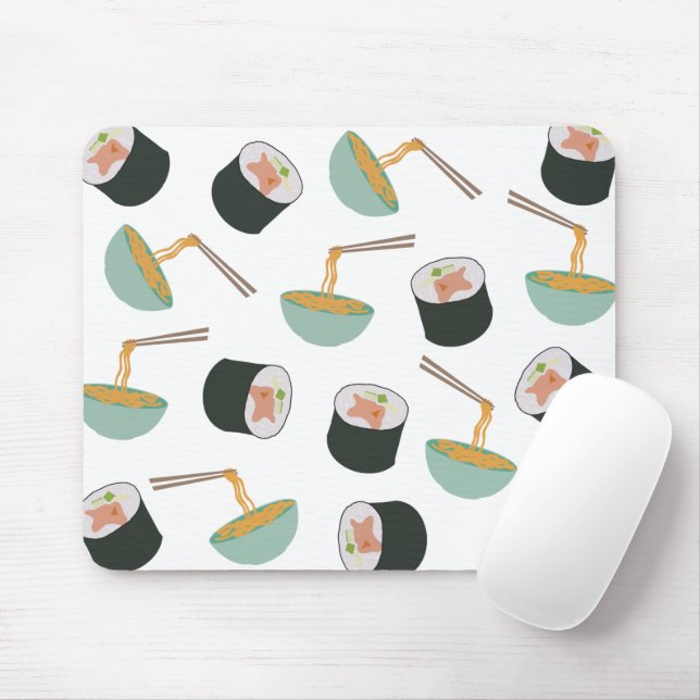 Tapis De Souris Motif de sushis et nouilles (Avec souris)