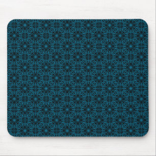 Tapis De Souris Motif de symétrie géométrique bleu clair noir