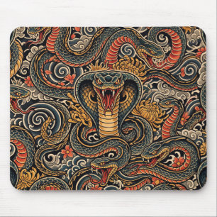 Tapis De Souris Motif de tatouage japonais Irezumi Cobra