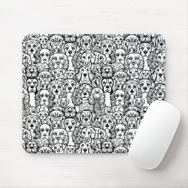 Tapis De Souris Motif de tête de chien (Avec souris)