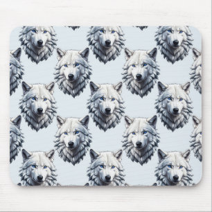 Tapis De Souris Motif de tête de loup blanc - Blanc