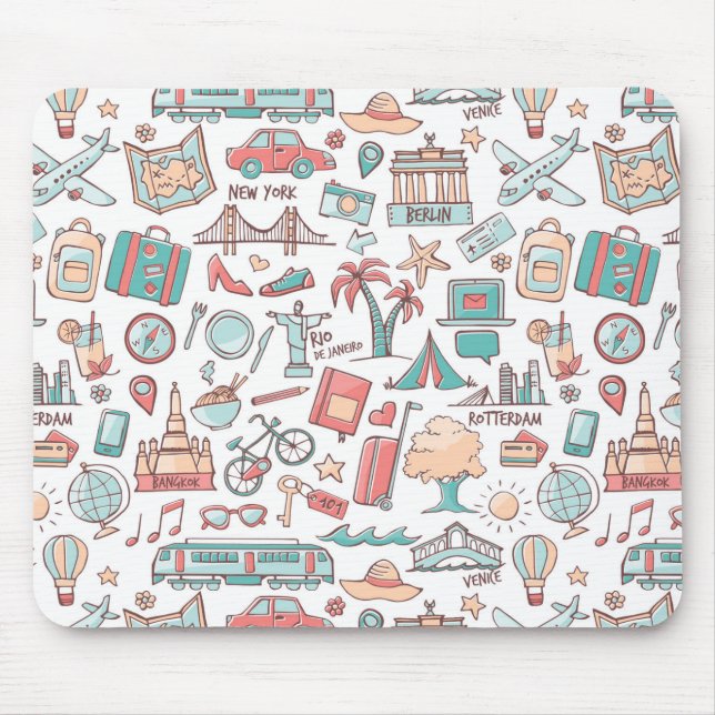 Tapis De Souris Motif de touristes en pastel (Devant)