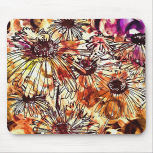 Tapis De Souris Motif de tournesol à taches de peinture abstraite
