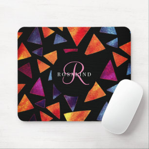 Tapis De Souris Motif de triangles colorés élégants avec monogramm