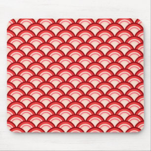 Tapis De Souris Motif de vague d'art déco - rouge et rose de