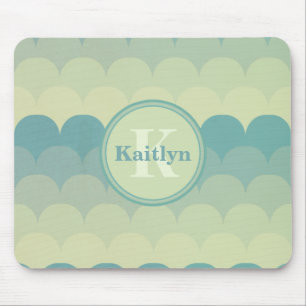 Tapis De Souris Motif de vague vert monogramme