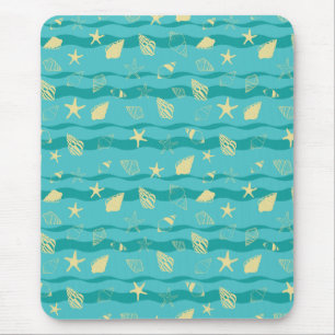 Tapis De Souris Motif de vagues côtières et de coquillages