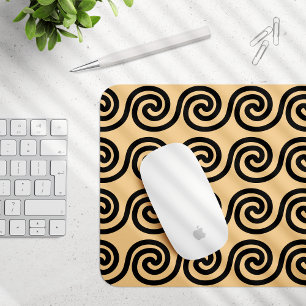 Tapis De Souris Motif de vagues de clé Méandre grec marron