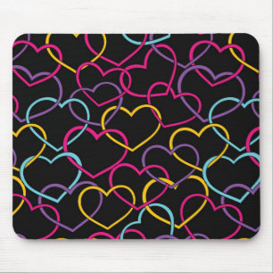 Tapis De Souris Motif de Valentine avec des coeurs de couleur