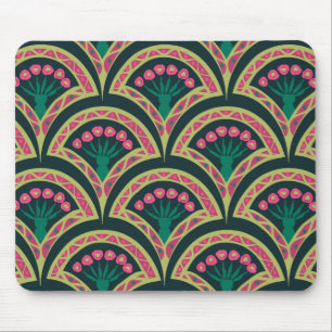 Tapis De Souris Motif de ventilateur floral rose et vert