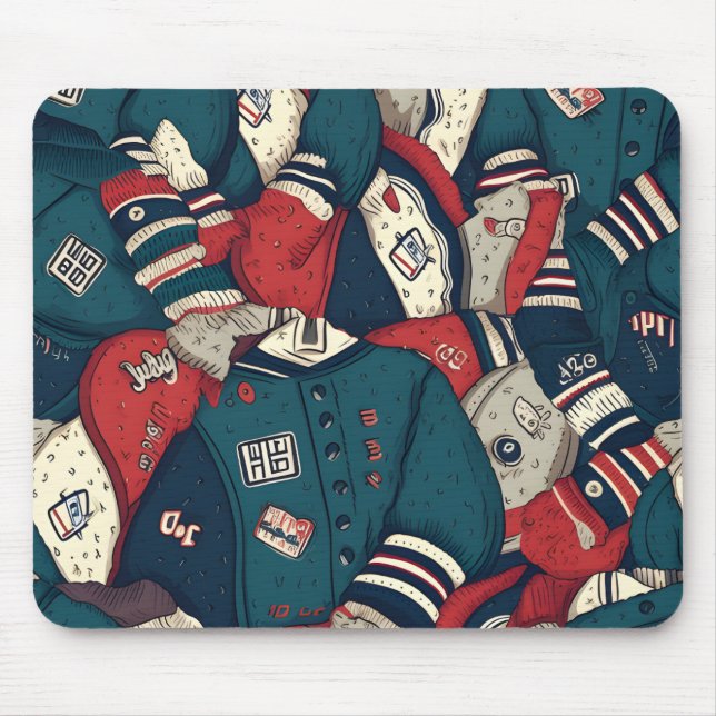 Tapis De Souris Motif de veste de Varsity (Devant)