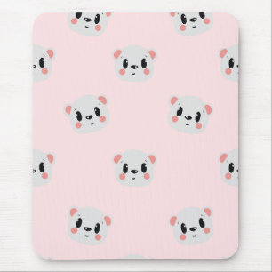 Tapis De Souris Motif de visage d'ours Kawaii mignon sur fond rose