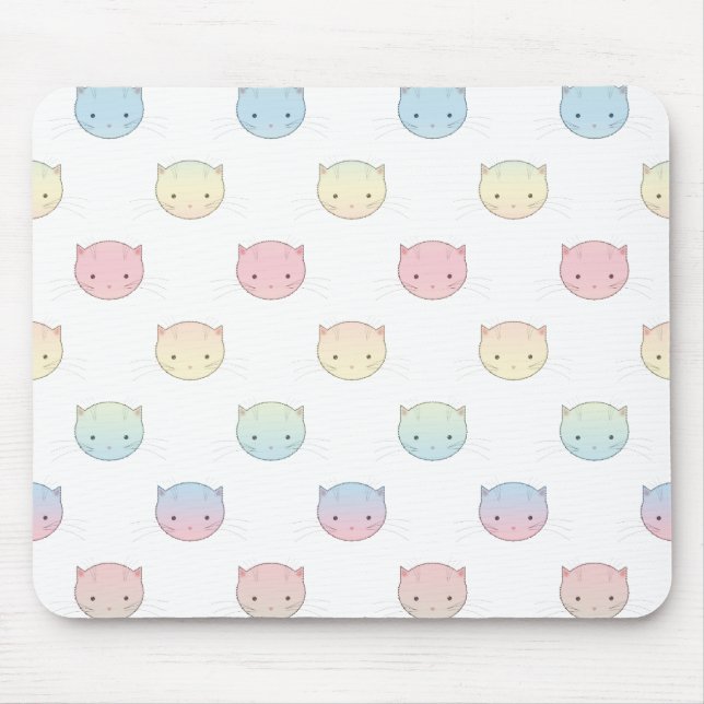 Tapis De Souris Motif de visages de chatons pastel mignons (Devant)