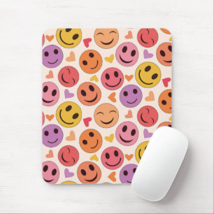 Tapis De Souris Motif de visages souriants heureux colorés avec de