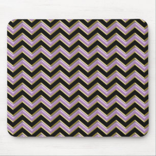 Tapis De Souris Motif de zigzag de noir d'or d'améthyste