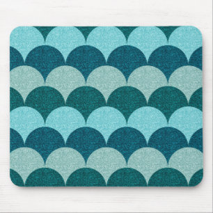 Tapis De Souris Motif d'écailles de sirène pailletées bleues