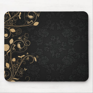 Tapis De Souris Motif décoratif noir et or