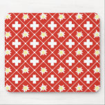 Tapis De Souris Motif d'edelweiss de la Suisse<br><div class="desc">Drapeau de la Suisse et du motif de fleur alpin d'edelweiss.</div>