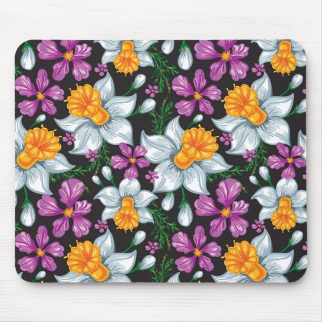 Tapis De Souris Motif d'élégance avec les fleurs 2 de narcisse (Devant)