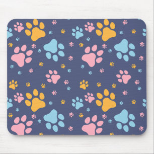 Tapis De Souris Motif d'empreintes de pattes d'animaux colorés