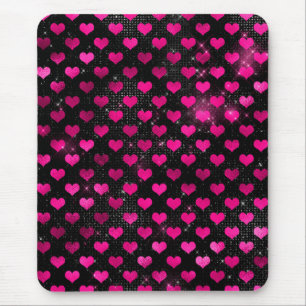 Tapis De Souris Motif des Coeurs de Glam rose et noir