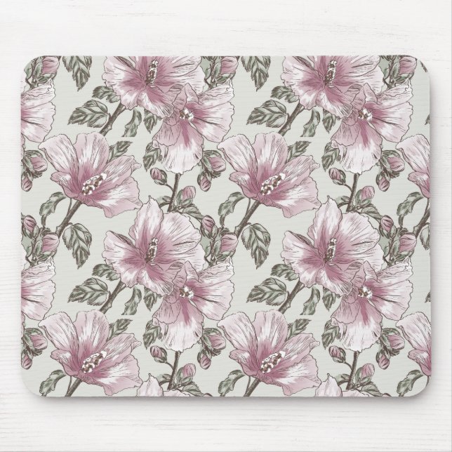 Tapis De Souris Motif des fleurs d'hibiscus roses rousses (Devant)