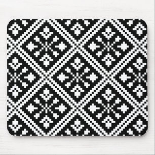 Tapis De Souris Motif des Snowflakes de Noël noir et blanc