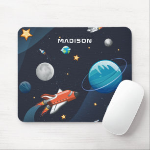Tapis De Souris Motif d'espace galactique fusée étoiles navette