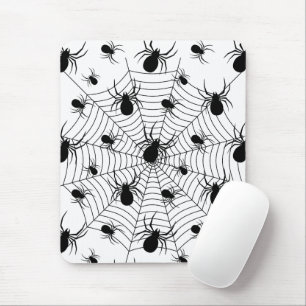 Tapis De Souris Motif d'Halloween Black White araignées