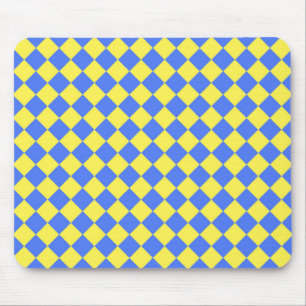 Tapis De Souris Motif diamant à carreaux bleu jaune