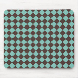 Tapis De Souris Motif diamant à carreaux brun sarcelle 