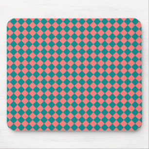 Tapis De Souris Motif diamant à carreaux cyan rose