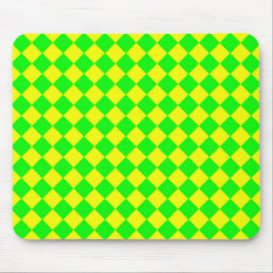 Tapis De Souris Motif diamant à carreaux jaune vert