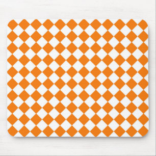 Tapis De Souris Motif diamant à carreaux orange et blanc