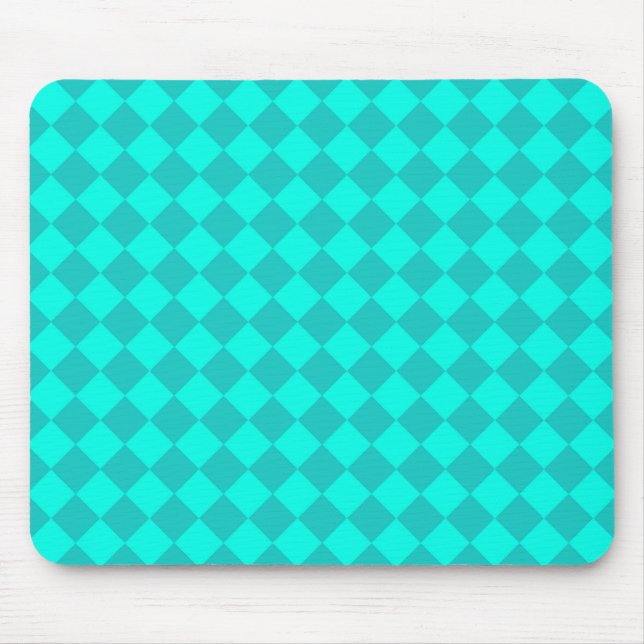 Tapis De Souris Motif diamant à carreaux sarcelle  (Devant)