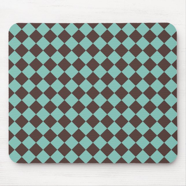 Tapis De Souris Motif diamant Brown Turquoise Checker  (Devant)